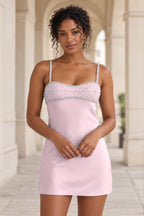 Sparkling A-Line Sweetheart Spaghetti Strap Lace-Up Back Mini Homecoming Dress