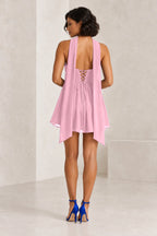Romantic A-Line Sweetheart Sleeveless Lace-Up Back Mini Homecoming Dress