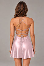 Glamorous A-Line Sweetheart Sleeveless Lace-Up Back Mini Homecoming Dress