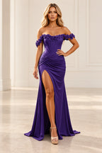 Romantic Sheath Off Shoulder Lace Up Floor Length Prom Dress