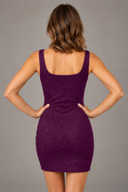 Glamorous Sheath Square Neck Sleeveless Square Back Mini Homecoming Dress
