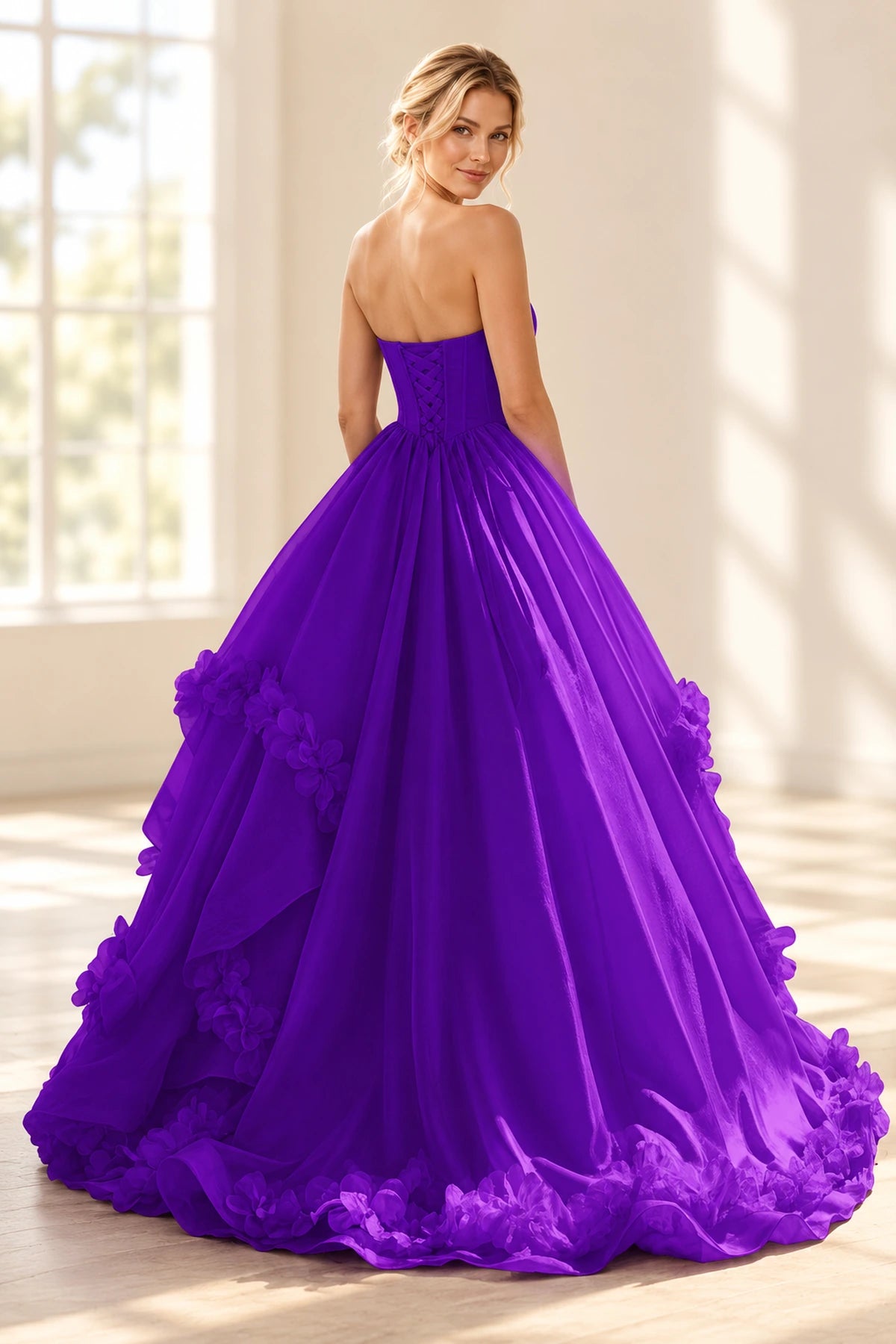 Romantic A Line Off Shoulder Lace Up Floor Length Prom Dress