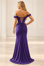 Romantic Sheath Off Shoulder Lace Up Floor Length Prom Dress