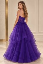 Romantic A Line Sweetheart Sleeveless Zipper Back Floor Length Prom Dress