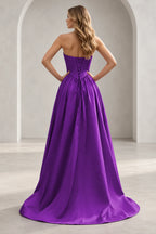 Regal A Line Straight Strapless Lace Up Floor Length Prom Dress