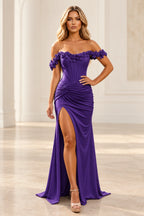 Romantic Sheath Off Shoulder Lace Up Floor Length Prom Dress