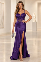 Sleek Mermaid Sweetheart Sleeveless Sheer Back Floor Length Prom Dress
