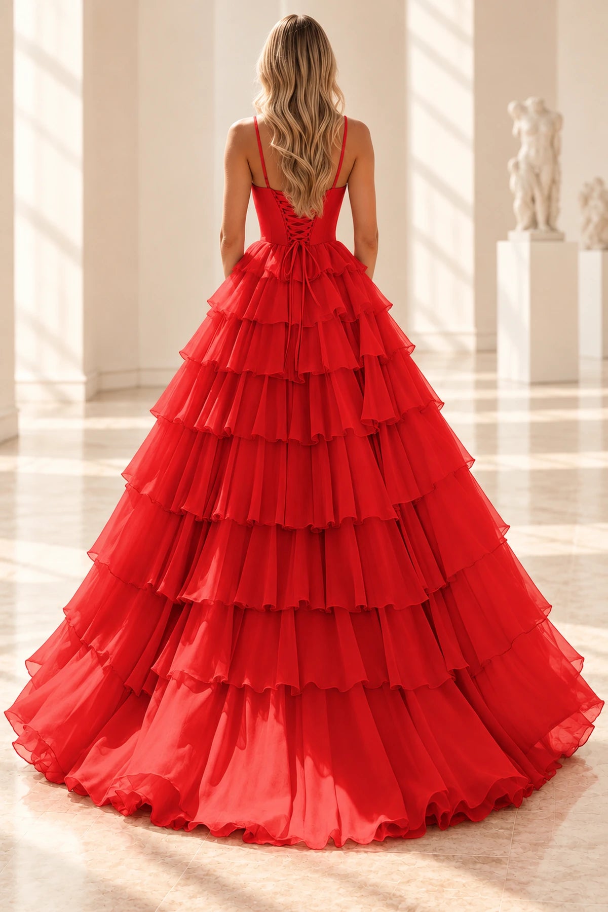 Radiant A Line Scoop Neck Sleeveless Lace Up Long Prom Dress