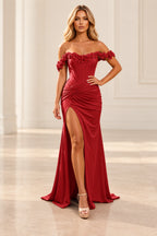 Romantic Sheath Off Shoulder Lace Up Floor Length Prom Dress