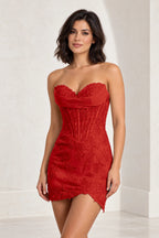 Luxurious Sheath Sweetheart Strapless Corset Back Lace Mini Homecoming Dress