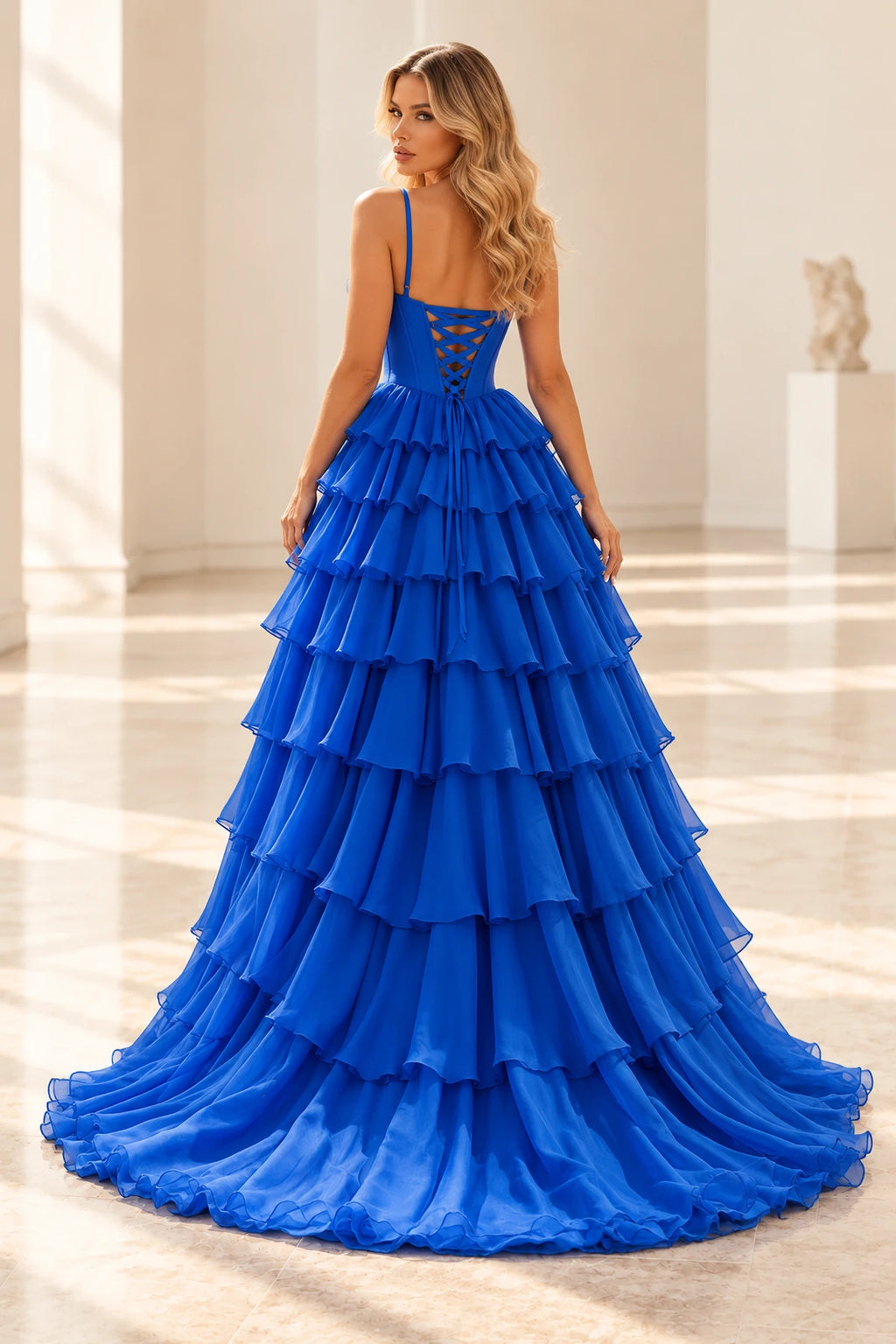Radiant A Line Scoop Neck Sleeveless Lace Up Long Prom Dress