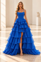 Radiant A Line Scoop Neck Sleeveless Lace Up Long Prom Dress