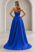 Regal A Line Straight Strapless Lace Up Floor Length Prom Dress
