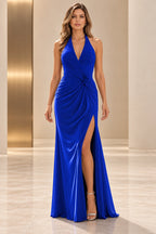 Graceful Sheath V Neck Sleeveless Lace Up Back Floor Length Bridesmaid Dress
