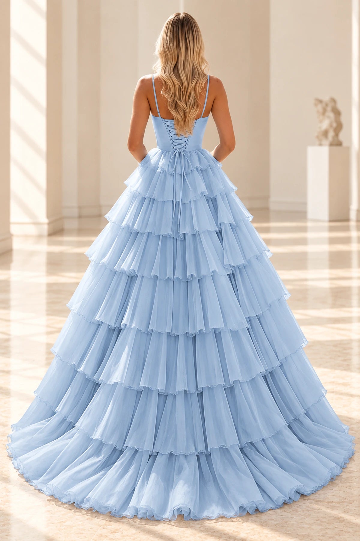Radiant A Line Scoop Neck Sleeveless Lace Up Long Prom Dress
