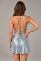 Glamorous A-Line Sweetheart Sleeveless Lace-Up Back Mini Homecoming Dress