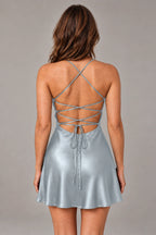 Glamorous A-Line Sweetheart Sleeveless Lace-Up Back Mini Homecoming Dress