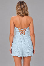 Romantic Sheath Sweetheart Strapless Lace-Up Back Mini Homecoming Dress