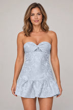 Romantic Fit and Flare Sweetheart Strapless Lace-Up Back Mini Homecoming Dress