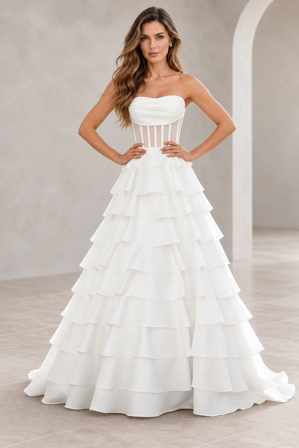 Dreamy A Line Strapless Straight Neck Lace Up Long Prom Dress