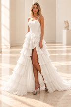 Radiant A Line Scoop Neck Sleeveless Lace Up Long Prom Dress