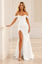 Romantic Sheath Off Shoulder Lace Up Floor Length Prom Dress