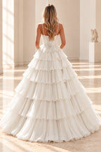 Radiant A Line Scoop Neck Sleeveless Lace Up Long Prom Dress