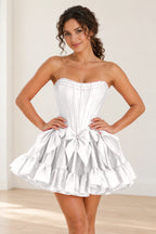 Playful Fit and Flare Sweetheart Strapless Lace-Up Back Mini Homecoming Dress