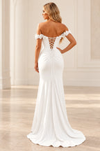 Romantic Sheath Off Shoulder Lace Up Floor Length Prom Dress