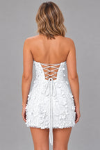Romantic Sheath Sweetheart Strapless Lace-Up Back Mini Homecoming Dress