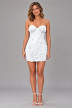 Romantic Sheath Sweetheart Strapless Lace-Up Back Mini Homecoming Dress