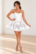 Playful Fit and Flare Sweetheart Strapless Lace-Up Back Mini Homecoming Dress
