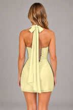 Elegant Sheath Square Neck Sleeveless Lace-Up Back Mini Homecoming Dress