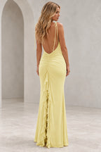 Romantic Sheath V Neck Sleeveless Tie Shoulder Floor Length Bridesmaid Dress