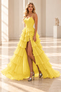 Radiant A Line Scoop Neck Sleeveless Lace Up Long Prom Dress