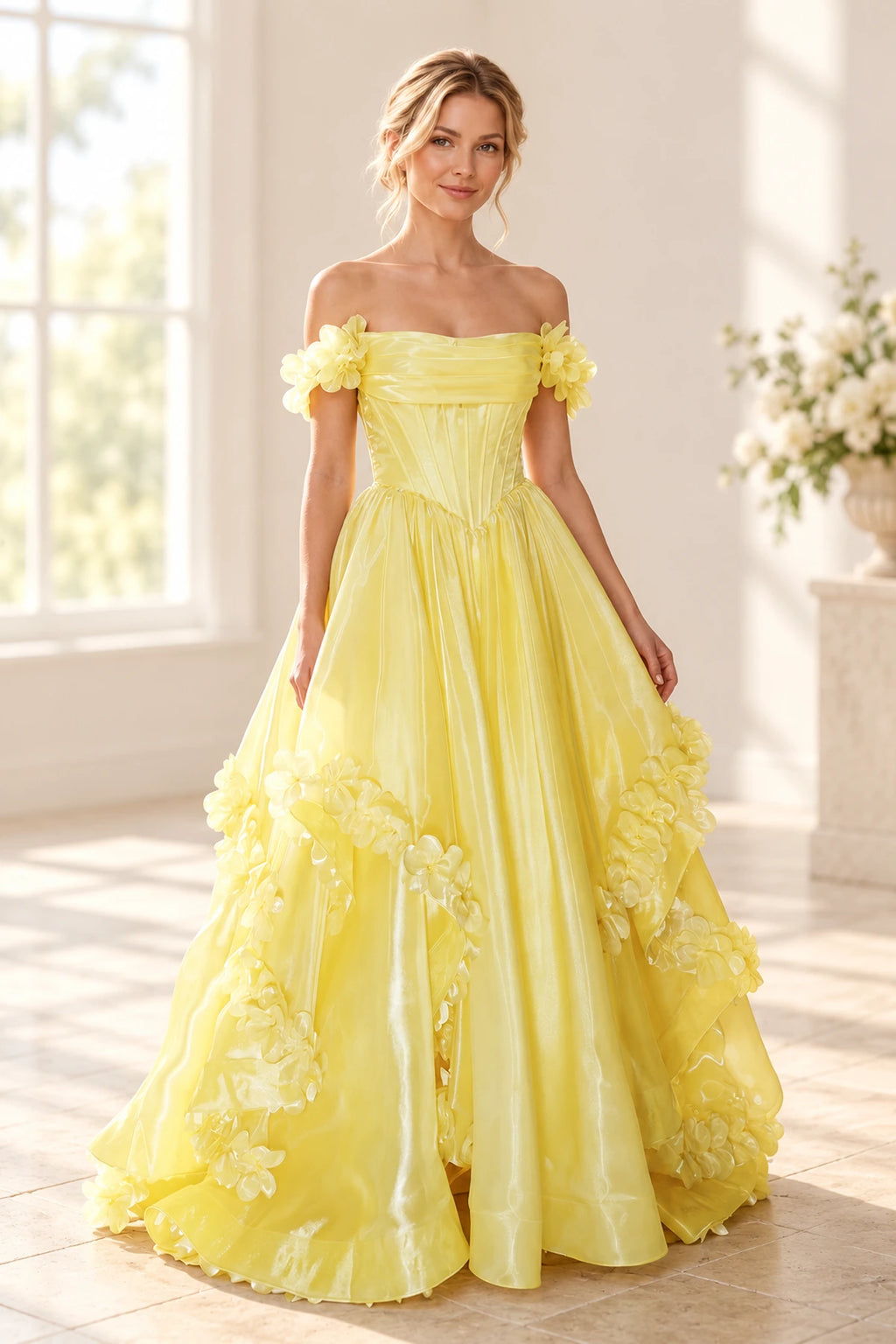 Romantic A Line Off Shoulder Lace Up Floor Length Prom Dress