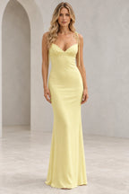 Romantic Sheath V Neck Sleeveless Tie Shoulder Floor Length Bridesmaid Dress