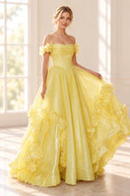Romantic A Line Off Shoulder Lace Up Floor Length Prom Dress