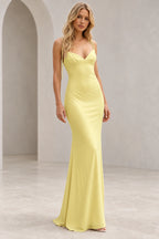 Romantic Sheath V Neck Sleeveless Tie Shoulder Floor Length Bridesmaid Dress