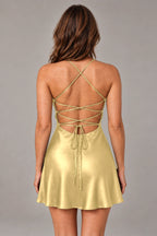 Glamorous A-Line Sweetheart Sleeveless Lace-Up Back Mini Homecoming Dress