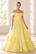 Romantic A Line Off Shoulder Lace Up Floor Length Prom Dress