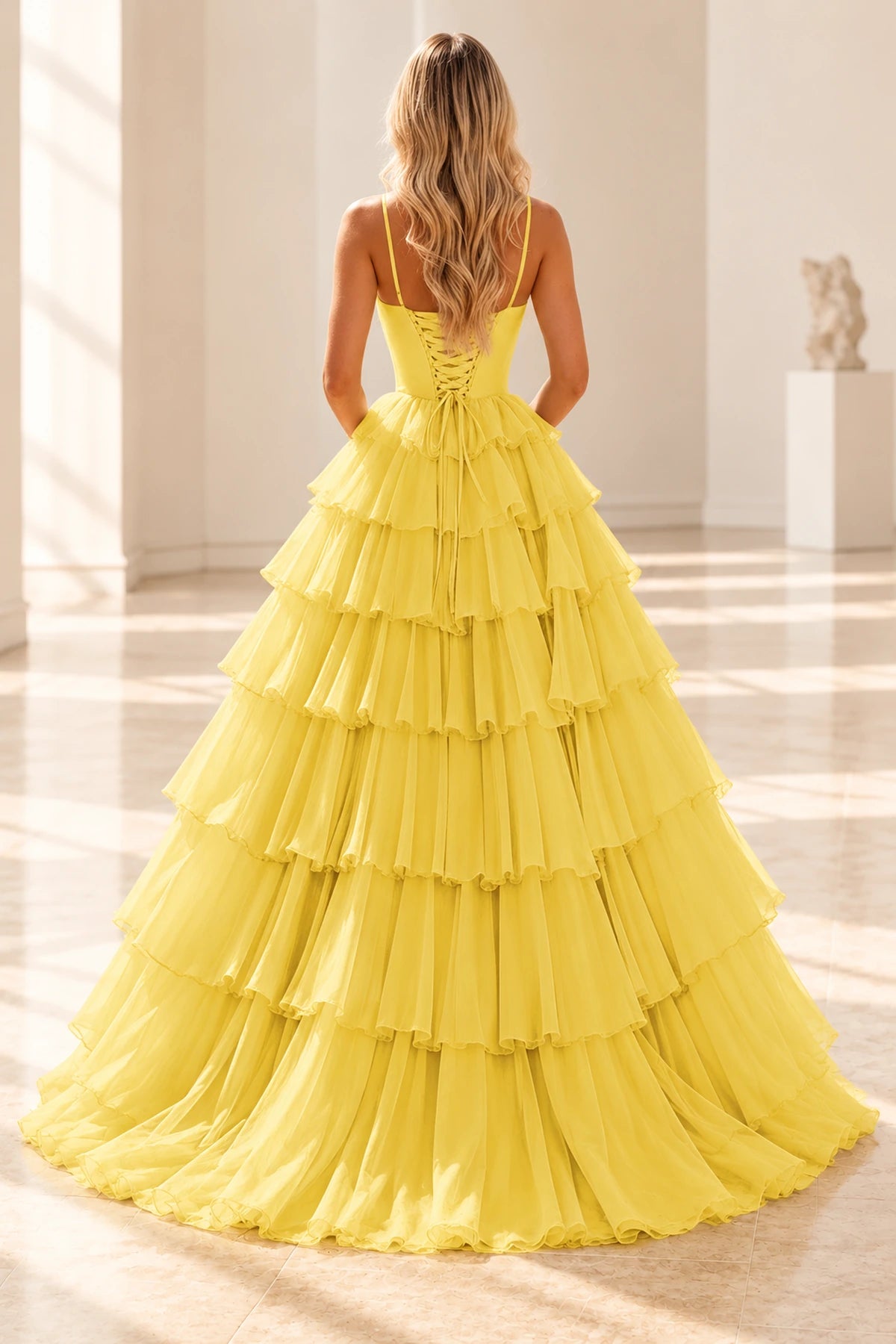 Radiant A Line Scoop Neck Sleeveless Lace Up Long Prom Dress