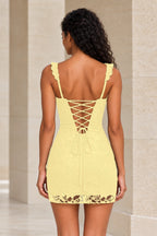 Romantic Sheath Sweetheart Lace Strap Lace-Up Back Mini Homecoming Dress