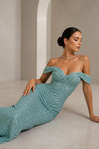 Radiant Mermaid Sweetheart Cold Shoulder Strap Back Floor Length Evening Dress