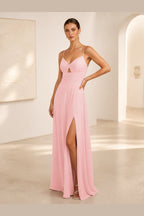 Sleek A-Line Sweetheart Spaghetti-Strap Cross-Back Long Bridesmaid Dress