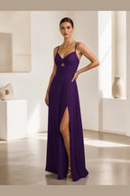 Sleek A-Line Sweetheart Spaghetti-Strap Cross-Back Long Bridesmaid Dress