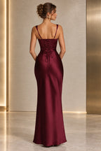Elegant Mermaid Square Neck Wide Strap Corset Back Floor Length Wedding Guest Dress