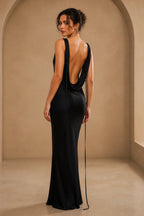 Elegant Mermaid Off Shoulder Short Sleeve Open Back Floor Length Evening Dress