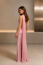 Striking Sheath One Shoulder Sleeveless Tie Back Long Evening Dress