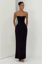 Elegant Column Sweetheart Strapless Corset Back Floor Length Wedding Guest Dress
